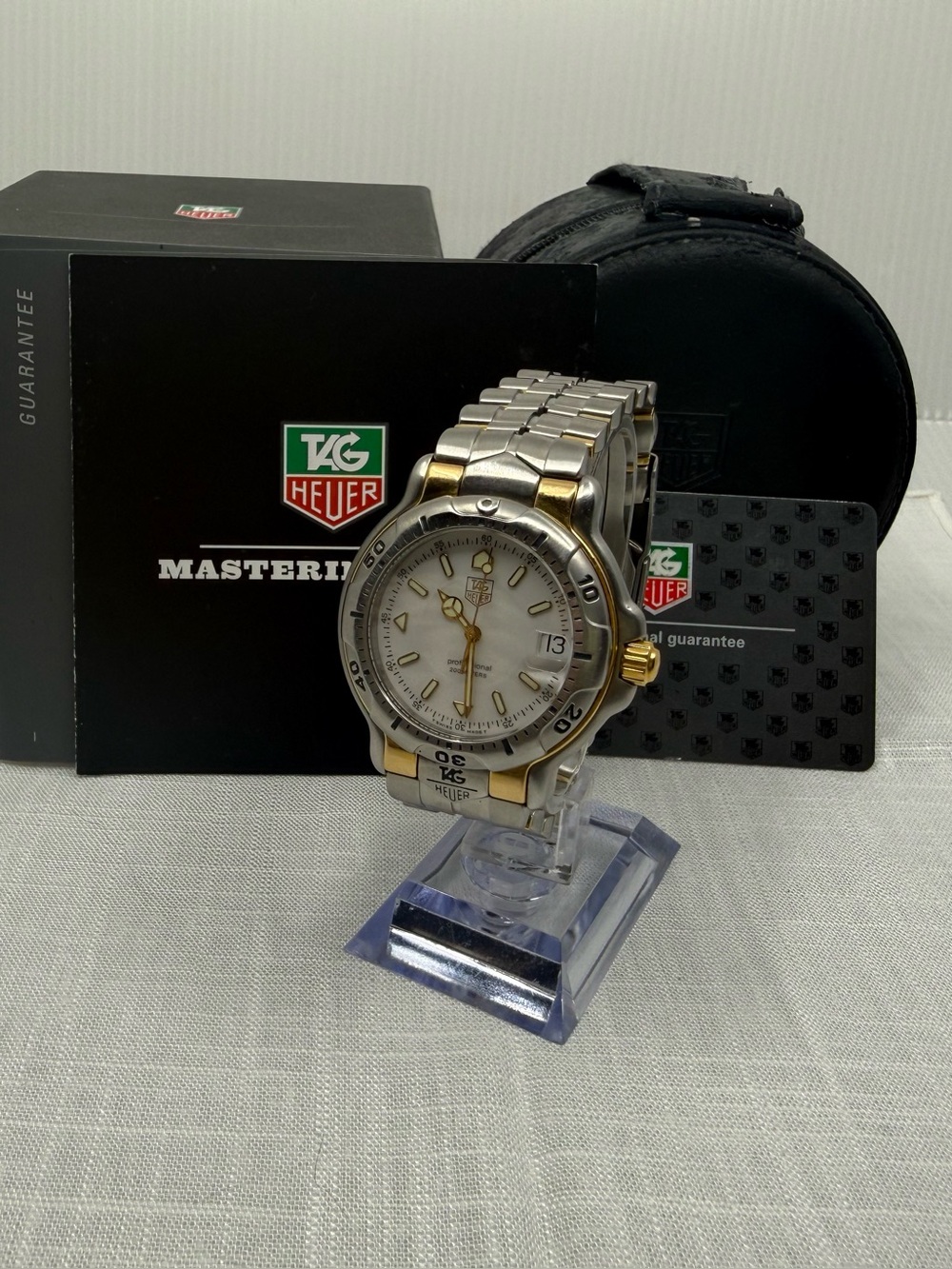 FULL SET 1993 Tag Heuer Professional 6000 38mm Quartz Watch - SS W/ 18k Gold!